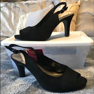 Never worn Black Peep Toe Slingbacks by Payless